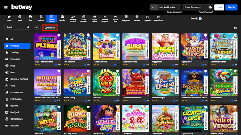 Betway Playtech Games Screenshot